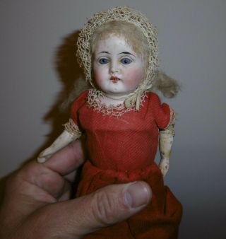 Antique Topsy - Turvy Black White Girl Folk Doll German Bisque Head Glass Eyes