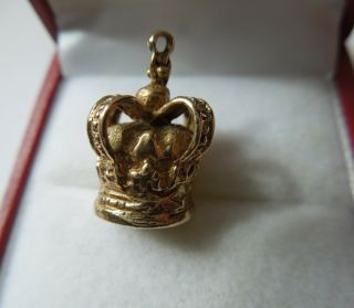 Vintage 9ct Gold Charm In Form Of A Crown,  1971,  Large,  Heavy 4.  9g