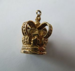 Vintage 9ct Gold Charm in Form of a Crown,  1971,  Large,  Heavy 4.  9g 2