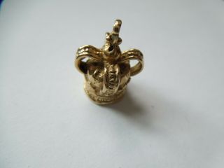 Vintage 9ct Gold Charm in Form of a Crown,  1971,  Large,  Heavy 4.  9g 3