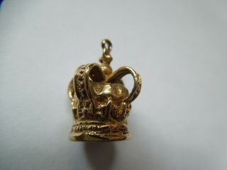 Vintage 9ct Gold Charm in Form of a Crown,  1971,  Large,  Heavy 4.  9g 4