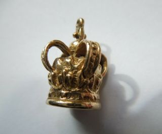 Vintage 9ct Gold Charm in Form of a Crown,  1971,  Large,  Heavy 4.  9g 7