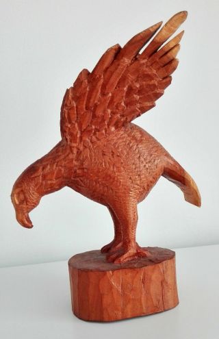Vintage Vulture Eagle Wood Sculpture Romanian Wooden Statue Handmade Hand Carved