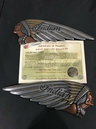 Extremely Rare Zambini Bros Indian Motorcycle Tank Emblems 3 Color