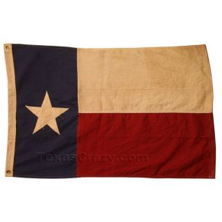 Vintage Decor Extra Large Tea Stained Cotton 5 X 8 Foot Texas Flag