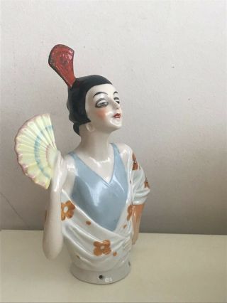 Very Rare Antique German Porcelain Half Doll,  Spanish Lady Art Deco 2