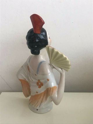 Very Rare Antique German Porcelain Half Doll,  Spanish Lady Art Deco 4