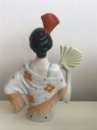 Very Rare Antique German Porcelain Half Doll,  Spanish Lady Art Deco 5