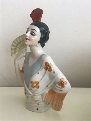 Very Rare Antique German Porcelain Half Doll,  Spanish Lady Art Deco 8