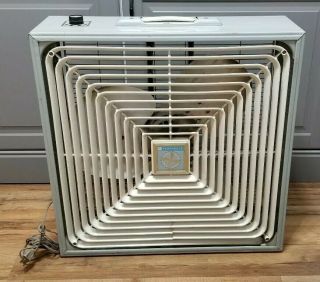 Vintage Penncrest Electric Box Fan With Three Speed Selector Silver