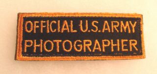 Wwii " Official U.  S.  Army Photographer " Rectangle Patch No Glow Cotton Cut Edge