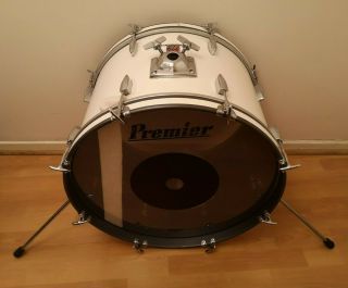 Vintage Premier Royale 22 " X 14 " Bass Drum In Polychromatic White From 1980 