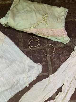 Antique Edwardian ?? Wedding Dress lace,  net,  beading,  silk,  Worn Shoes 10