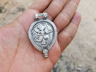 1920s Vintage Old Lord Hanuman Tribal 16 Grams Silver Amulet Pendant