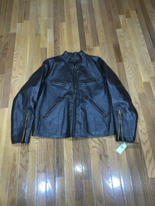 Nwt Rrl Ralph Lauren Xl Moto Brown Leather Jacket Zip Rare Vintage Selvedge Polo