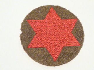 A Rare Pre Ww 2 U S Army 6th Division Embroidered Wool Black Back Patch