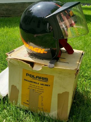 Vintage Bell Polaris Mach Snowmobile Helmet With Sheild And Org Box Skidoo