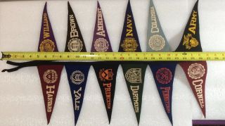 12 Vintage Ivy League College Flag Pennants Yale Harvard Army Navy Brown & More 2