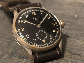 Vintage 1940s Stowa German Watch,  Military / Ww2 / Rlm Style Oversized 35mm Case