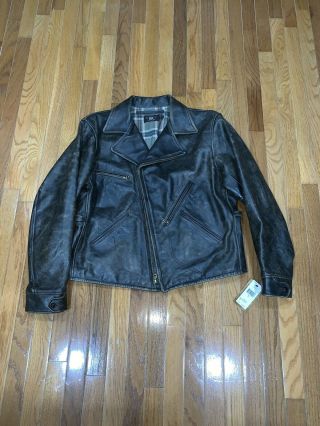 Nwt Rrl Double Rl Polo Ralph Lauren Leather Moto Coat Jacket Xl Rare Vintage