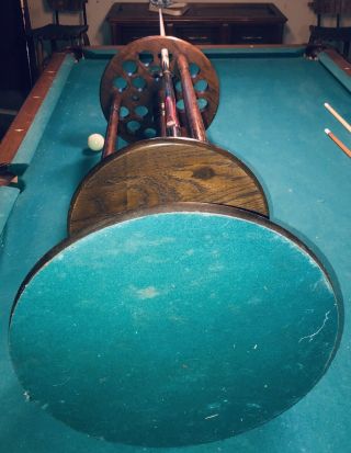Vintage Solid Wood Revolving Pool Cue Holder 7