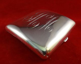 American Sterling Silver Cigarette Case,  Curved Design,  1890 - 1910.  3 ¼” X 3 1/8”