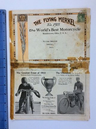 Rare 1915 Flying Merkel Motorcycle Antique Vintage Miami Indian Harley