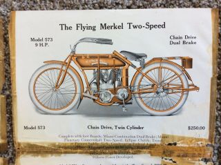 RARE 1915 FLYING MERKEL Motorcycle Antique Vintage Miami Indian Harley 4
