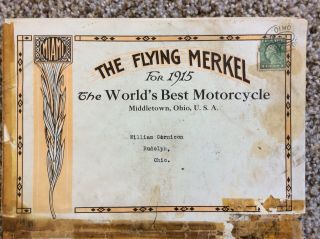 RARE 1915 FLYING MERKEL Motorcycle Antique Vintage Miami Indian Harley 7