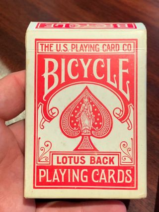 Vintage BICYCLE LOTUS BACK PLAYING CARDS w/ Box 808 RED c.  1930s 6