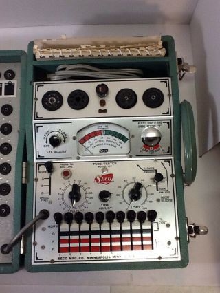 Vintage Seco 107 Tube Tester Mutual Conductance Meter w Index,  & 6
