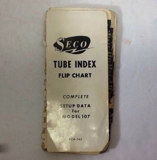 Vintage Seco 107 Tube Tester Mutual Conductance Meter w Index,  & 8