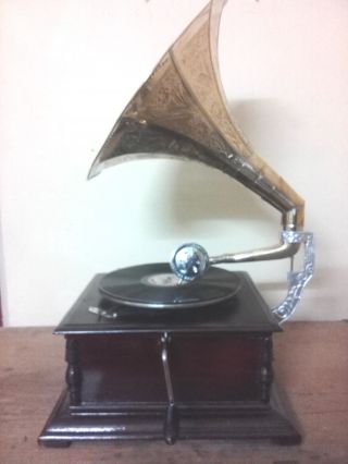 HMV Gramaphone Gramophone Phonograph Brass Horn Vintage Look 5