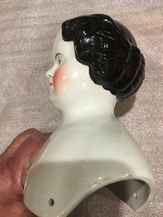 Rare Brown Eye German Large 7 3/4” Tall Porcelain China Doll Head 7
