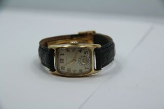 Vintage Hamilton 14k Gold Filled Rectangle Watch Inscribed 24mm