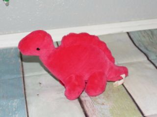 Chosun Red Brontosaurus Dinosaur Rattle 1987 Vintage Dino Plush Stuffed Toy 11 