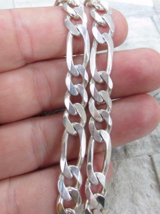 Sterling Silver Figaro Link Chain Necklace; Italy 24 " 65.  0grams 15 - G668