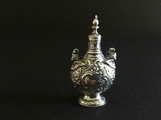 Exquisite Antique Sterling Silver Perfume Bottle Chatelaine Cherubs Nr