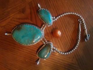 KingmanTurquoise squash blossom necklace Sterling Silver Huge 22 