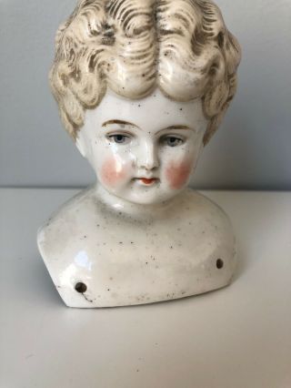 Antique German Turned Head Blond 4.  5” Shoulder - Head China Doll
