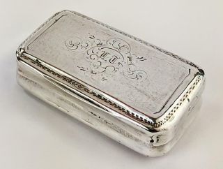 French Antique Solid Silver Snuff Box 19th Century