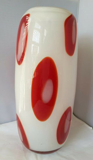 Modern Vintage Retro White Red Spots Pop Art Glass Vase 13.  25 " H Home Decor 2