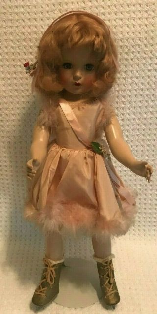 Vintage Madame Alexander Babs Ice Skater With Dress And Gold Skates