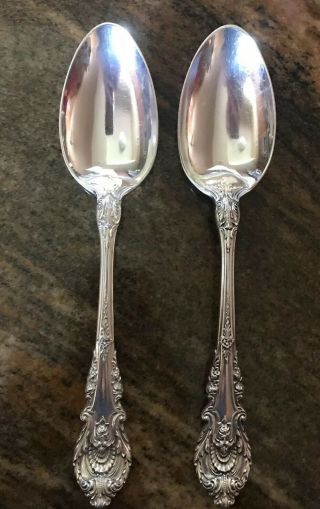 Wallace Sir Christopher Lg 2 Serving Spoons Sterling Silver No Mono Lovely Pair