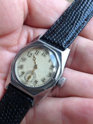 Francois Borgel Oxagonal Shaped Decagonal Screwback Case Gents Vintage Watch