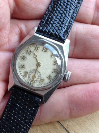 Francois Borgel Oxagonal Shaped Decagonal Screwback Case Gents Vintage Watch 4