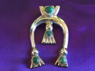 Vintage Native American Cast Sterling Silver And Turquoise Bolo Tie Slide
