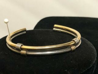 Rare M & J Savitt 14k Solid Yellow Gold & Sterling Cuff Bracelet 29.  2 Gr Size 7