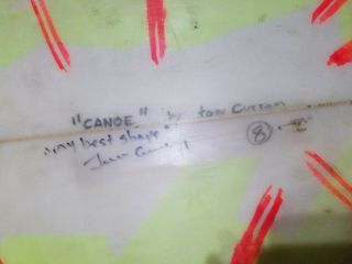 Rare Vintage Tom Curren Signed Channel Islands Canoe Surfboard Hanson,  OP,  RipCurl 2