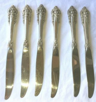 6 Wallace Grande Baroque Place Dinner Knives No Mono 9 " Sterling Steel Knife